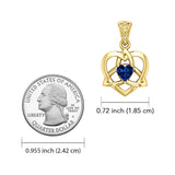 The Small Celtic Trinity Heart 14K Yellow Gold Pendant with Gemstone GPD5913