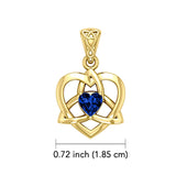 The Small Celtic Trinity Heart 14K Yellow Gold Pendant with Gemstone GPD5913