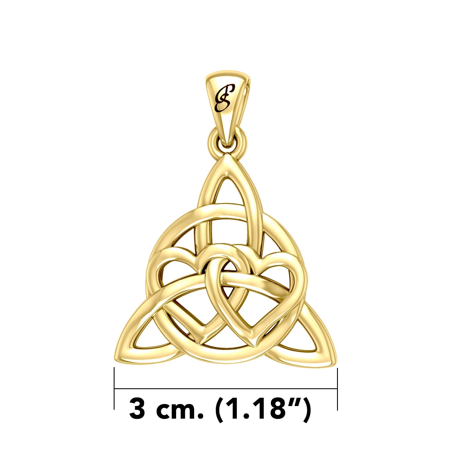 Enchantment Yellow Gold Double Hearts Connected with Magic Celtic Triquetra Pendant - GPD6194 by Peter Stone
