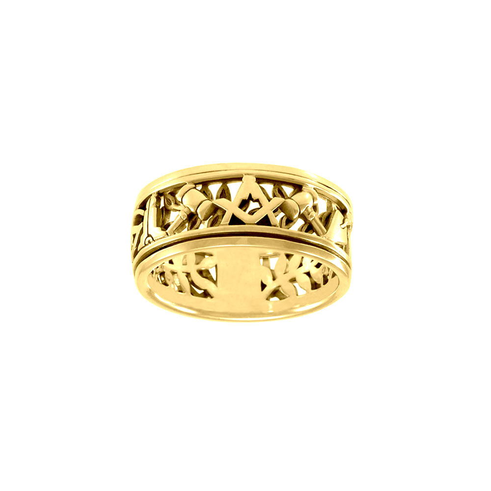 Uncovering the Natural Sense of Masonry in 14K Yellow Gold Spinner Ring GRI1616