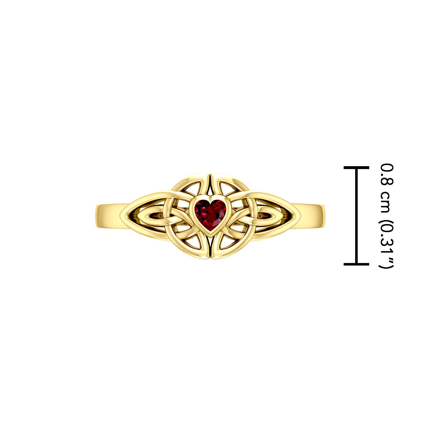 Celtic Knotwork Heart Solid Gold Ring With Heart Gemstone GRI2310