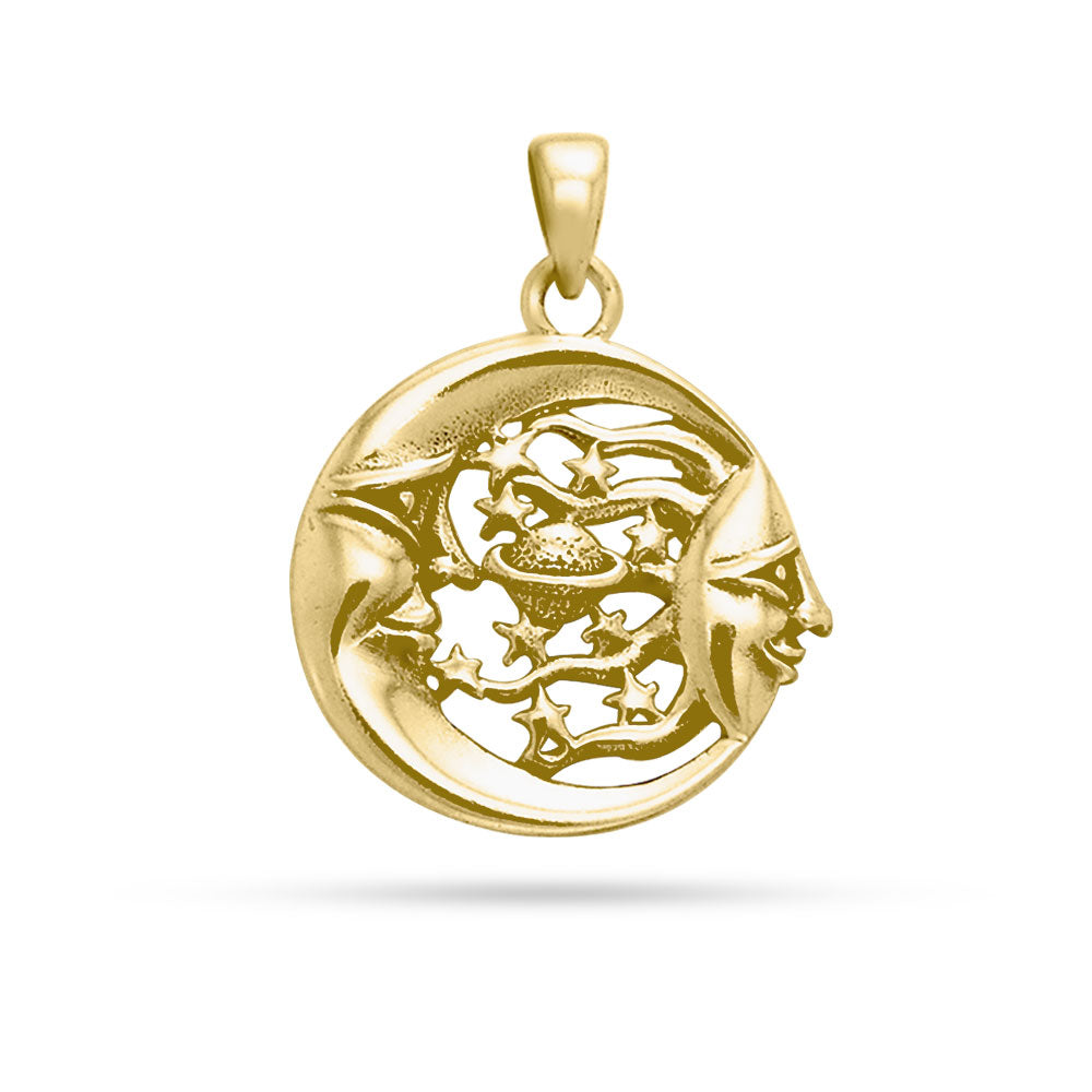 Moon Sun Stars And Planet Gold Pendant GTP3137
