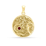 Sun Moon Stars Solid Gold Pendant With Gem GTP3146