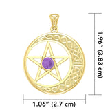 Celtic Crescent moon with Pentacle 14K Yellow Gold Pendant GTP474