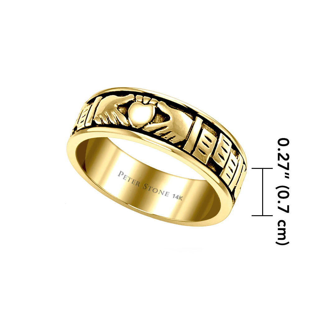 Irish Claddagh 14K Solid Gold Spinner Ring GTR1681