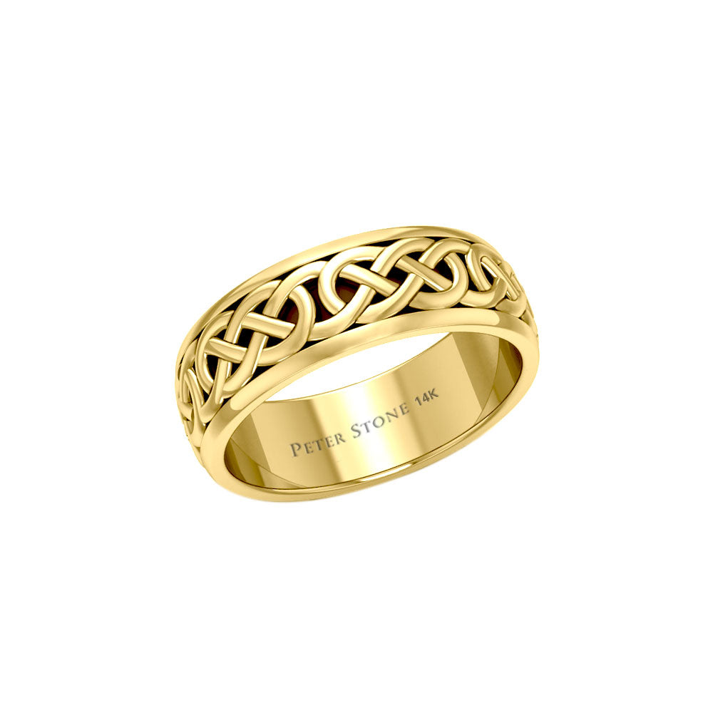Celtic Knotwork 14K Yellow Gold Spinner Band Ring GTR1687