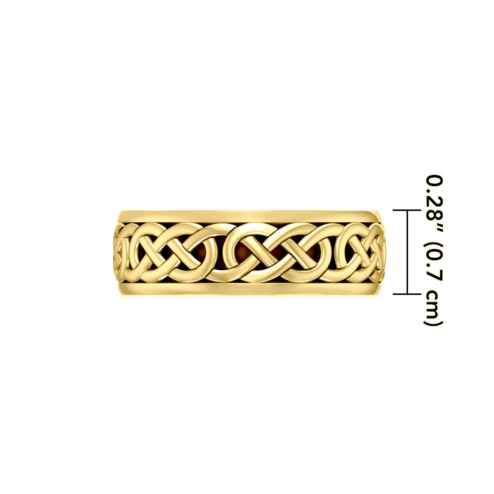 Celtic Knotwork 14K Yellow Gold Spinner Band Ring GTR1687