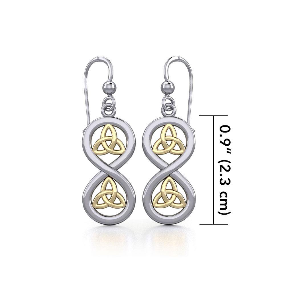 Infinity with Trinity Knot Silver and Gold Earrings MER1736 - Jewelry