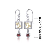 Capricorn Zodiac Sign Silver and Gold Earrings Jewelry with Garnet MER1766 - Jewelry