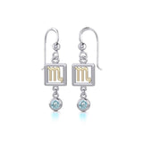 Scorpio Zodiac Sign Silver and Gold Earrings Jewelry with Blue Topaz MER1776