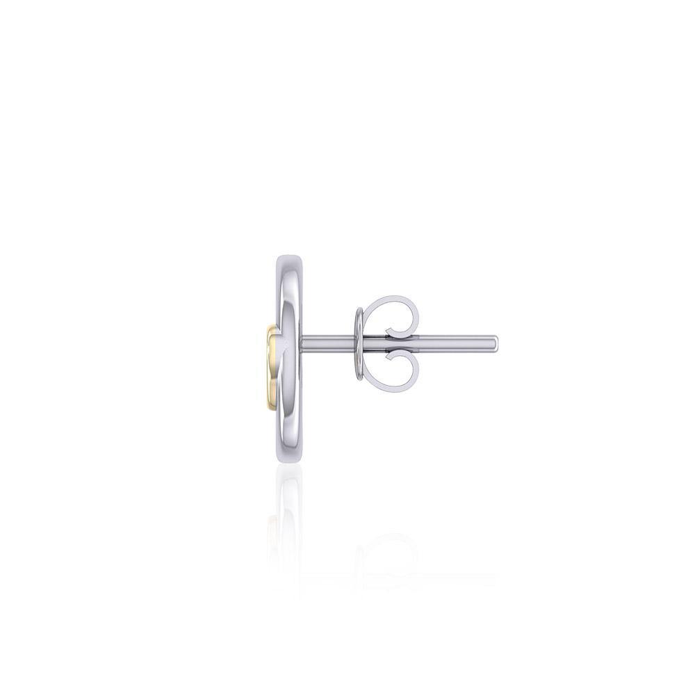 The Golden Heart in Crescent Moon Silver Post Earrings MER1779 - Jewelry