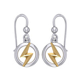 Zeus God Lightning Bolt Silver and Gold Earrings MER1965