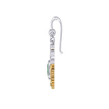 Steampunk Celtic Silver and Gold Accent Earrings with Marquise Gemstone MER2118