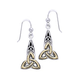 Celtic Knotwork Trinity Sterling Silver with 18K Gold Accent Dangle Earrings  MER707