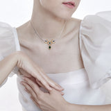 Steampunk Celtic Silver and Gold Accent Necklace with Gemstone MNC550