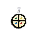 Oberon Zell Earth Medicine Shield  Silver with 14K Gold Accent With Mix Enamel Pendant MPD1070