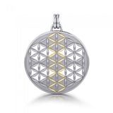 Flower of Life Mandala Silver and Gold Pendant MPD1146 - Jewelry