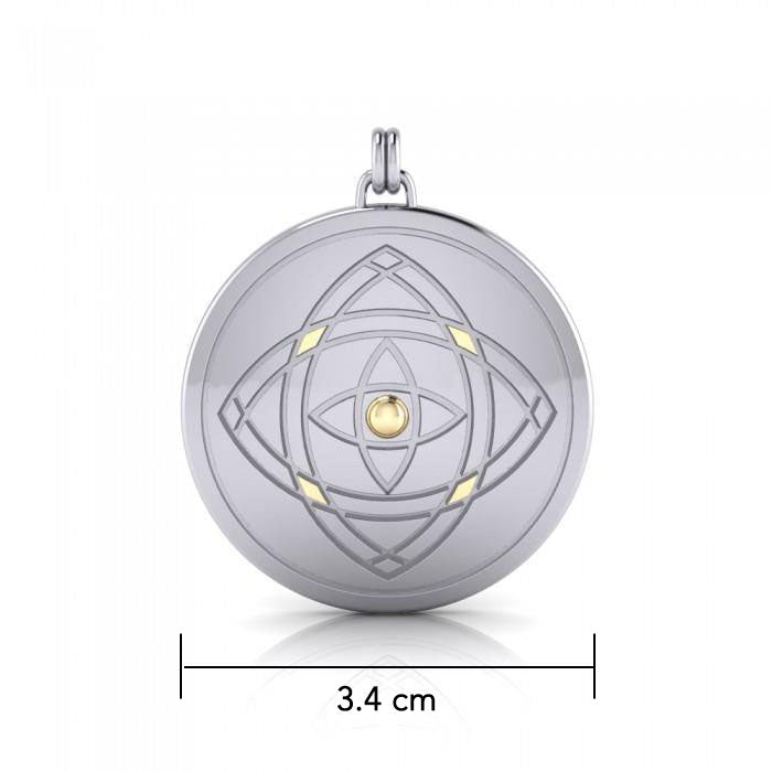 Hold your focus ~ Be Focused ~ A Sterling Silver Jewelry Pendant Mandala with 14k gold accent MPD1262