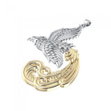 Alighting Phoenix Silver and Gold Pendant MPD2917 - Magicksymbols