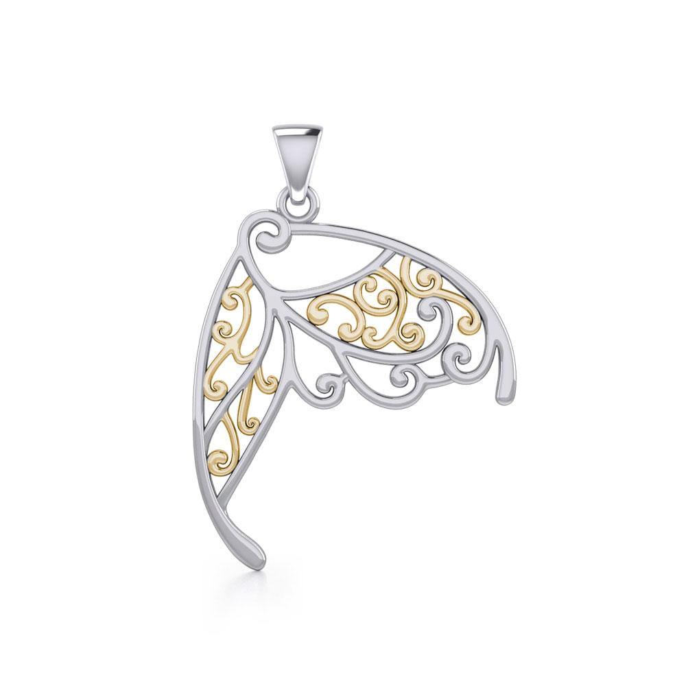 Butterfly Wing Silver and Gold Pendant MPD3586 - Jewelry