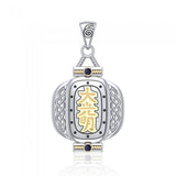 The Reiki Dai Ko Myo Japanese Lantern Silver and 14K Gold Accented Pendant with Gemstone MPD4928