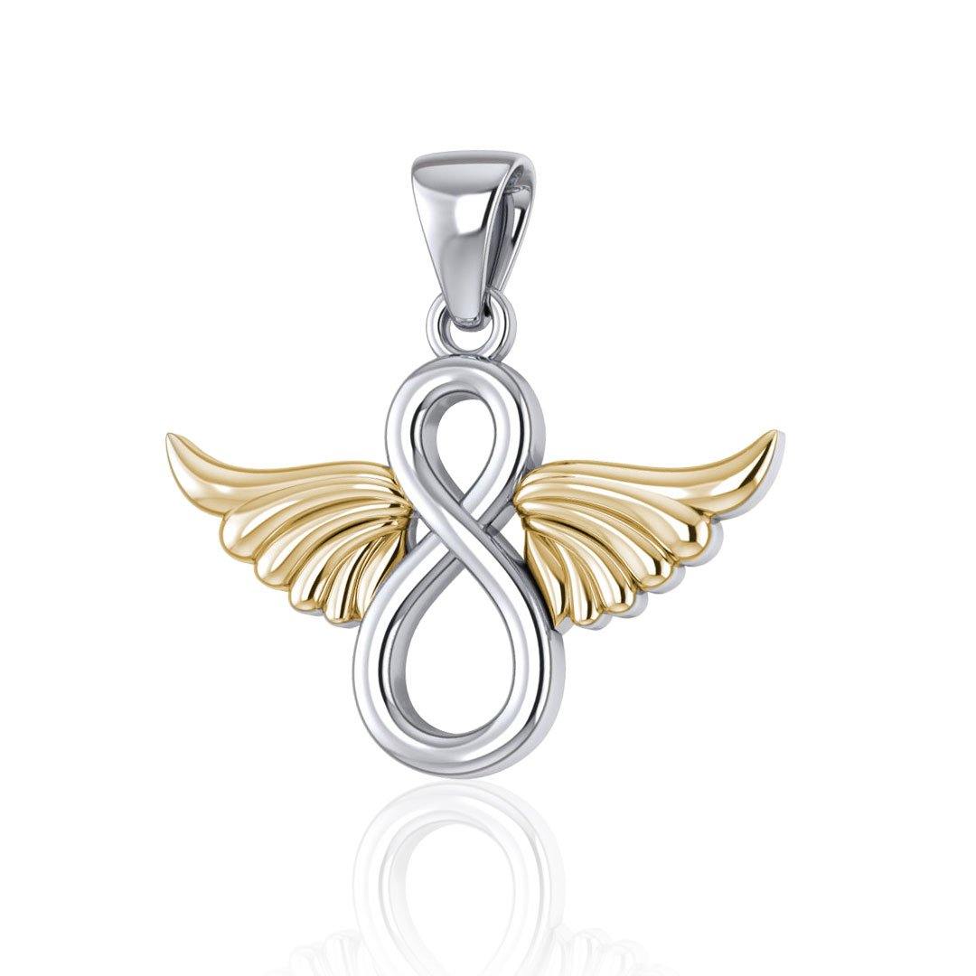 Infinity Angel Wing Silver and Gold Pendant MPD4950 - Jewelry