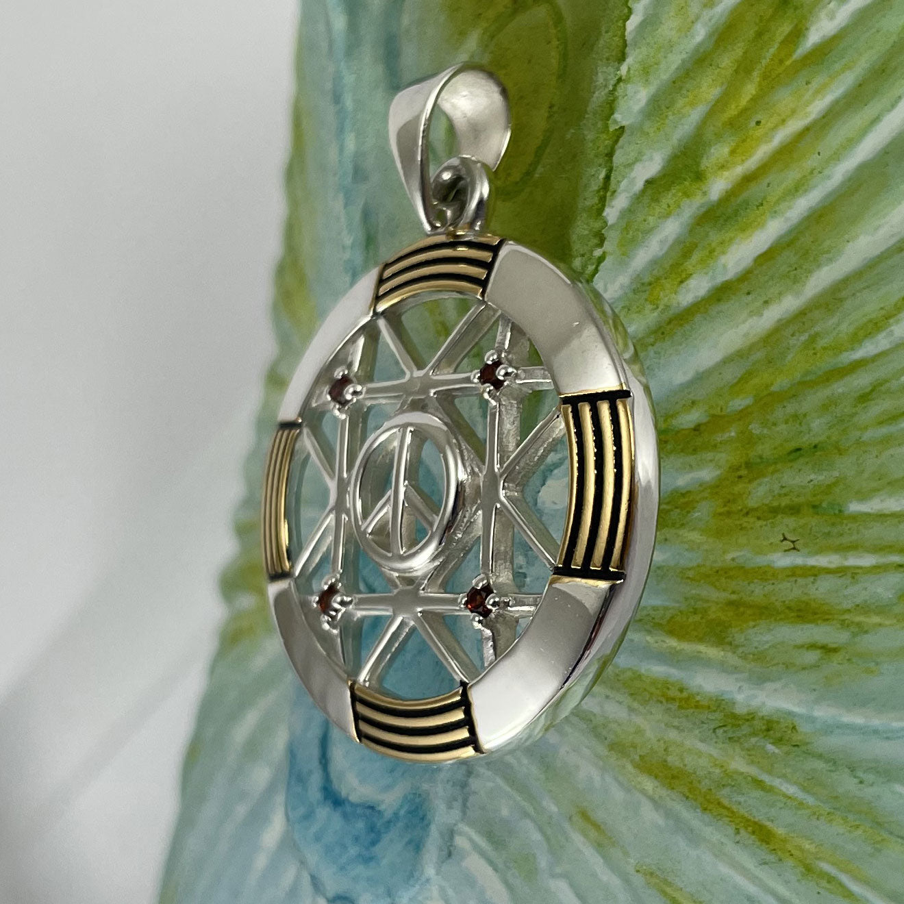 Peace Centralization Sterling Silver Pendant Jewelry with 14K Gold Vermeil and Gemstones MPD5143