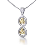 Infinity with Trinity Knot Silver and Gold Pendant MPD5210 - Jewelry