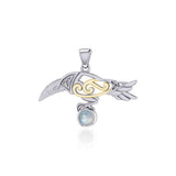 Celtic Spirit Raven Silver and 14K Gold Accent Pendant MPD5252