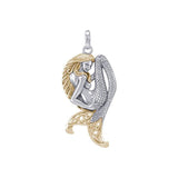 Celtic Mermaid Goddess Sterling Silver ad Gold Pendant MPD5256