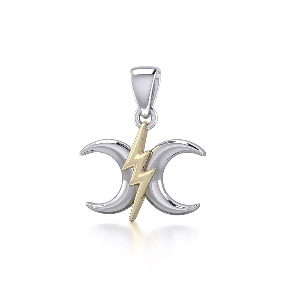 The Power Moon Silver and Gold Pendant MPD5257 - Jewelry