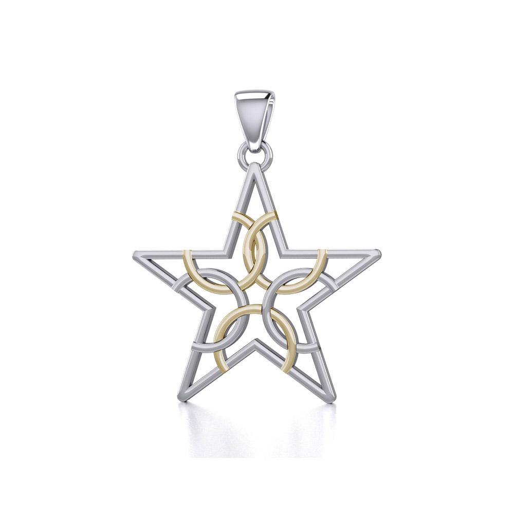 The Fifth Circle with Star Silver and Gold Pendant MPD5264 - Jewelry