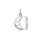 The Golden Heart in Crescent Moon Silver Pendant MPD5267 - Jewelry