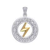 Zeus God Lightning Bolt with Celtic Knot Silver and Gold Pendant MPD5899