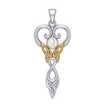 Celtic Infinity Goddess with Birthstone Silver and Gold Accents Pendant MPD5960