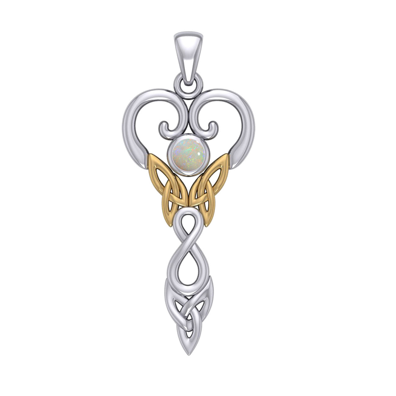 Celtic Infinity Goddess with Birthstone Silver and Gold Accents Pendant MPD5960