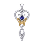 Celtic Infinity Goddess with Birthstone Silver and Gold Accents Pendant MPD5960