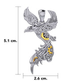 Steampunk Celtic Phoenix Silver and Gold Accent Pendant MPD5999