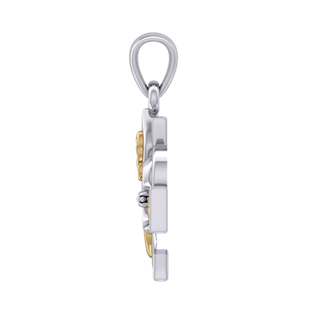 A powerful combination of Celtic elements ~ Fleur-de-Lis and Celtic Cross Silver and 14K Gold Accent Pendant MPD6068