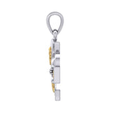 A powerful combination of Celtic elements ~ Fleur-de-Lis and Celtic Cross Silver and 14K Gold Accent Pendant MPD6068