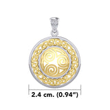Celtic Knot Triskelion Spiral Silver with Gold Accent Pendant MPD727