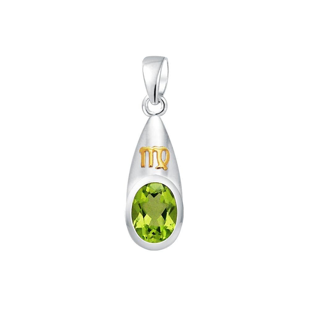 Virgo Zodiac Symbol Silver and Gold Pendant MPD819 - Jewelry