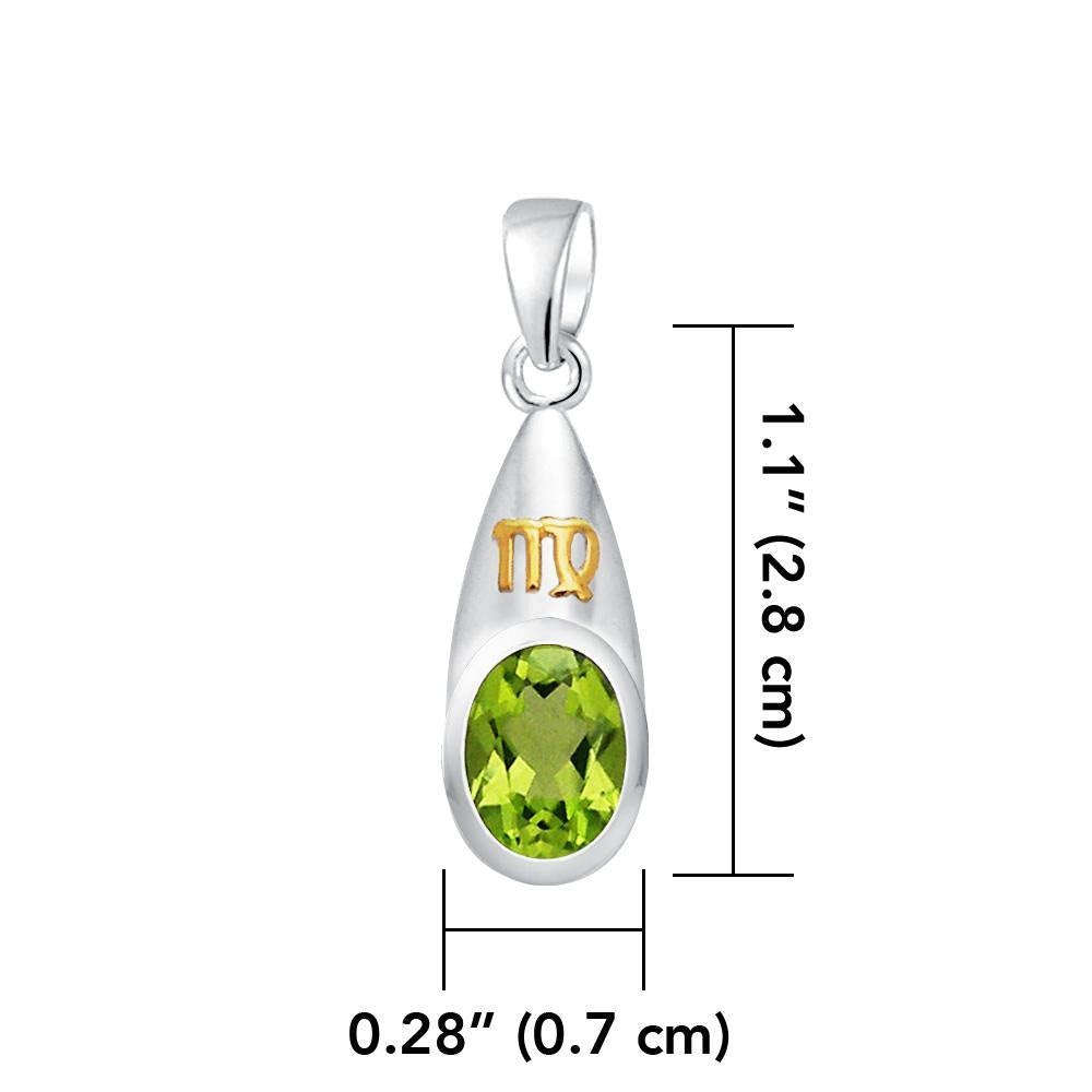 Virgo Zodiac Symbol Silver and Gold Pendant MPD819 - Jewelry