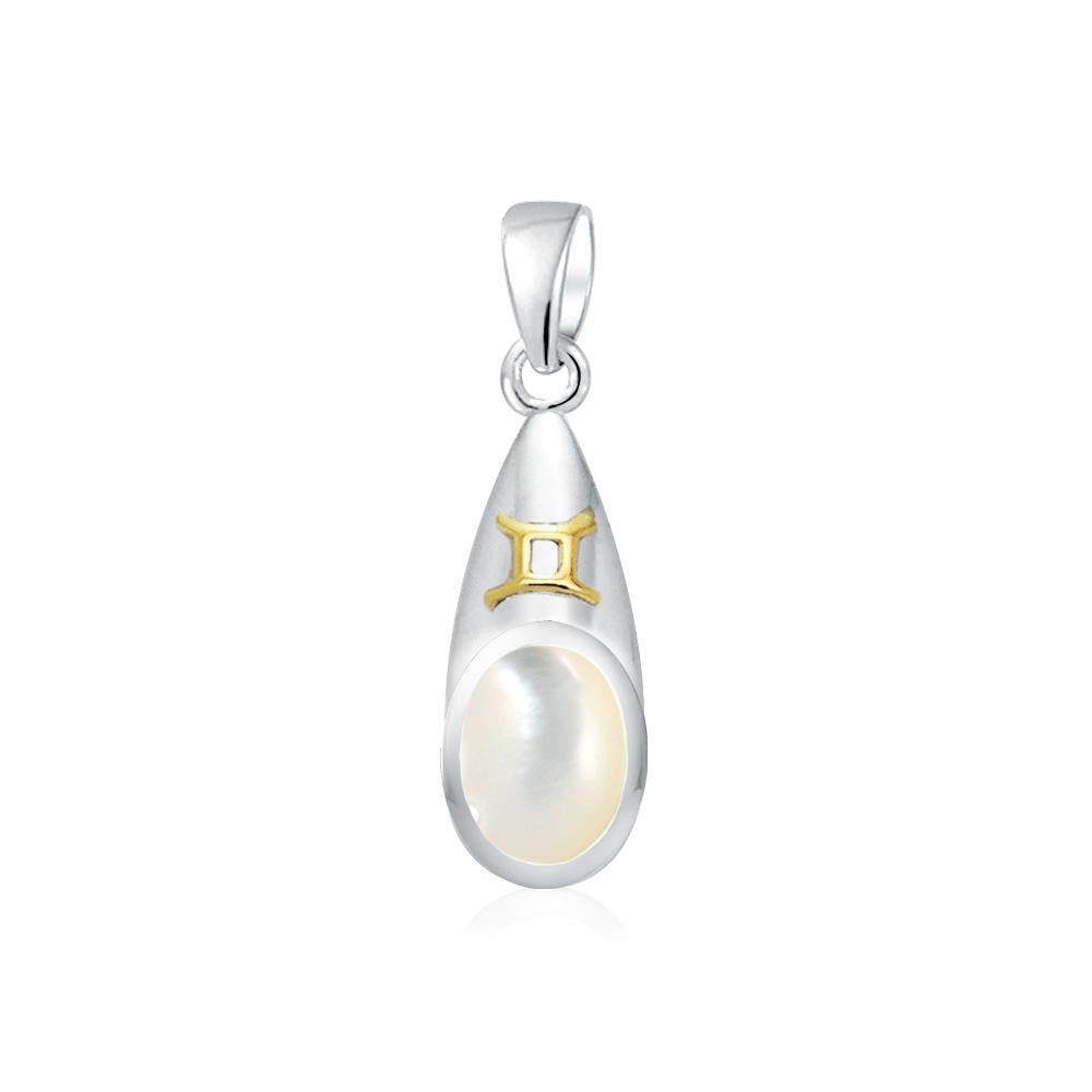 Gemini Zodiac Sign Silver and Gold Pendant MPD848 - Jewelry