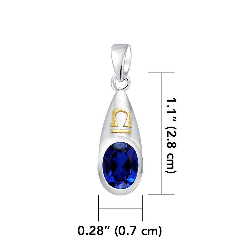 Libra Zodiac Sign Silver and Gold Pendant MPD851 - Jewelry