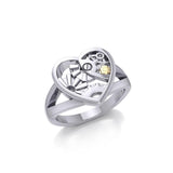 Heart Steampunk Sterling Silver and 14K Gold Accent Ring MRI1258