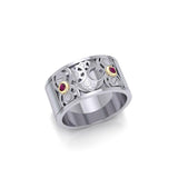Moon Steampunk Sterling Silver Ring and Gold MRI1264 - Jewelry