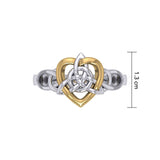 Celtic Heart And Triquetra Sterling Silver with 14K Gold Accent Ring MRI2389