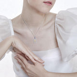 Virgo Zodiac Sign Silver and Gold Pendant with Created Sapphire and Chain Jewelry Set MSE789 - Jewelry