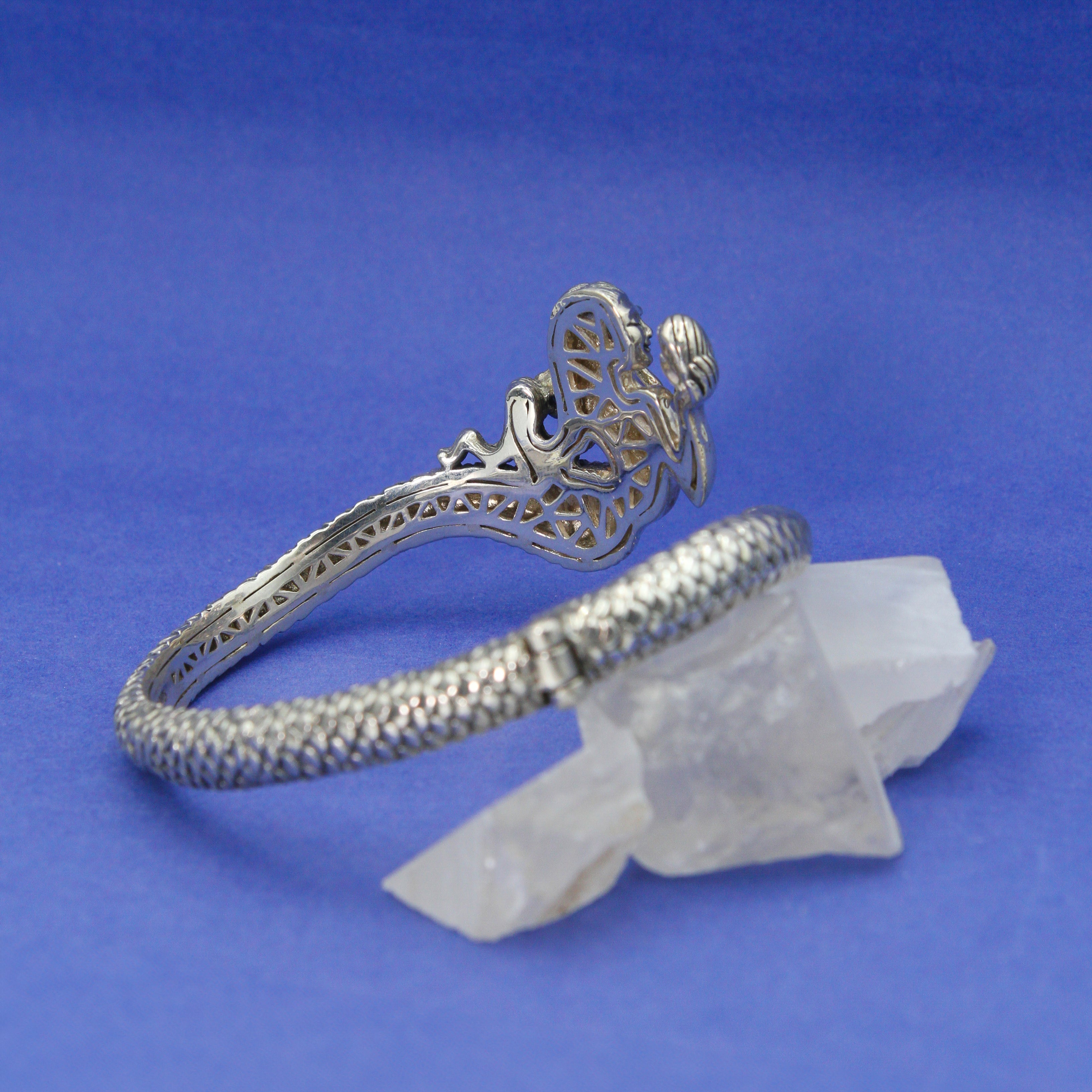 She hold the mystic ~ Sea Mermaid Sterling Silver Cuff Bracelet with Gemstone TBA189